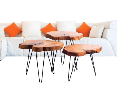 Beistelltisch aus Holz in Beige modern eleganter Wohnstil