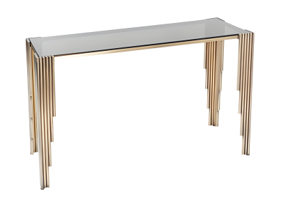 Goldener Konsolentisch aus Metall und Glas im eleganten Design