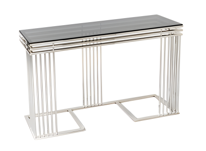 Moderner grauer Konsolentisch aus Metall und Glas