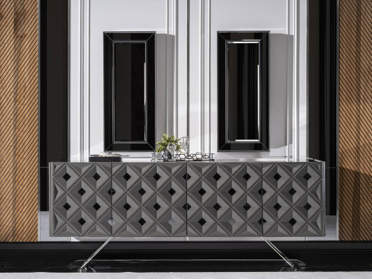 Esszimmer Kommode Sideboard mit Spiegel Modern Luxus Kommoden Holz Design