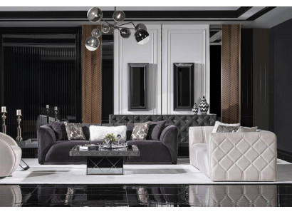 Sofagarnitur 4 3 Sitzer Grau Wohnzimmer Top-Qualität Komplett Sofas Set Modern