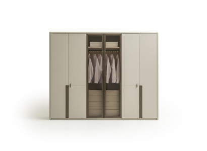 Schrank Beige Designer Kleiderschrank Hochwertig Schlafzimmer Luxus Möbel Holz