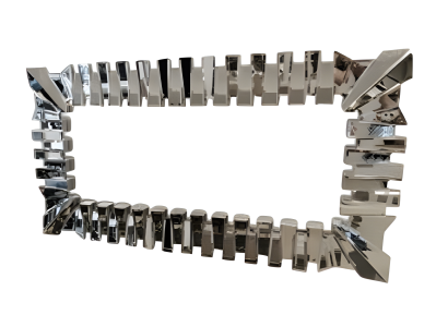 Grauer Spiegel aus Glas modern, eleganter Wandspiegel für Zuhause