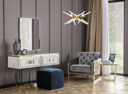 Weiß Schminktisch Mit Spiegel Und Hocker Luxuriöser Kosmetiktisch Designer Set