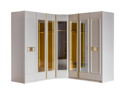 Eckschrank Weiß Holz Modern Elegant Stauraum Möbel