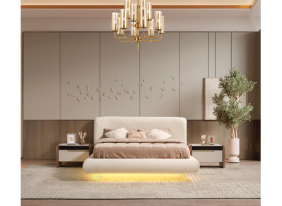 Elegantes Schlafzimmer-Set aus Holz in Beige mit modernem Design