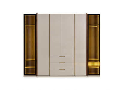 Beiger Kleiderschrank aus Holz modern eleganter Stauraum