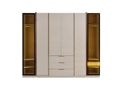 Beiger Kleiderschrank aus Holz modern eleganter Stauraum