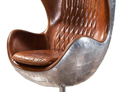 Ohrensessel Drehbarer Sessel – Vintage Aluminium & Lederstuhl