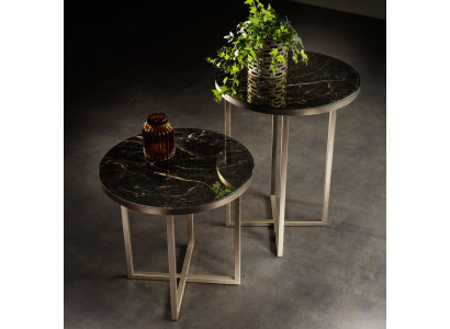 Beistelltisch Set – Schwarz, Metall, für moderne Wohnzimmergestaltungen.