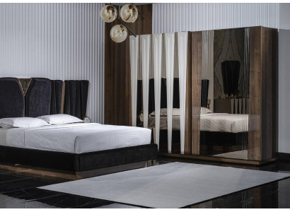 Eleganter brauner Holz-Kleiderschrank im modernen Design