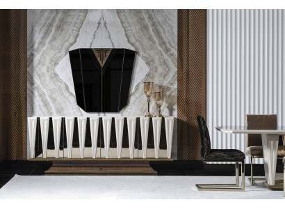 Elegantes weißes Sideboard mit Spiegel in modernem Design