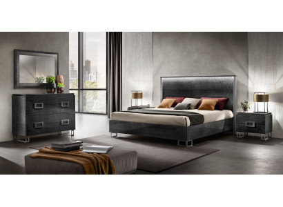 Schlafzimmer-Set 5 tlg (Bett + 2x Nachttisch + Kommode + Spiegel)  Perfekte Wahl