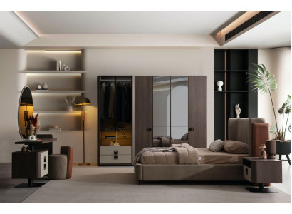 Elegantes Schlafzimmer-Set aus Holz in Braun mit stilvollem Design