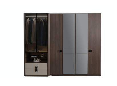 Kleiderschrank aus Holz in Braun modern eleganter Stauraum