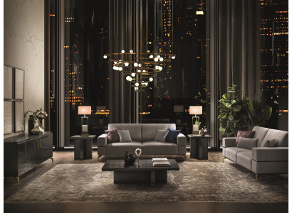 Wohnzimmer Set 6 tlg (2x Sofa 3 Sitzer+Konsole+2x Beistelltisch+Couchtisch)