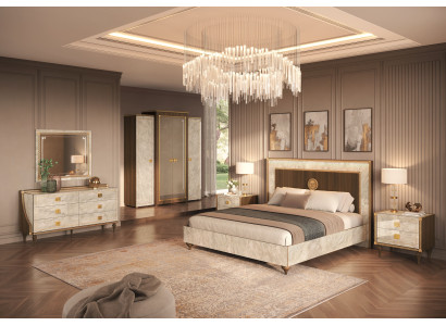 Schlafzimmer-Set 6 tlg (Bett+2x Nachttisch+Schrank+Kommode+Spiegel)