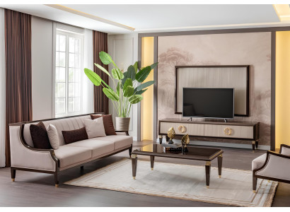 3-Sitzer, Couchtisch & TV-Board – gemütliches Wohnzimmer Set