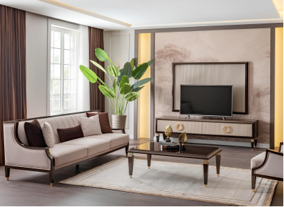 3-Sitzer, Couchtisch & TV-Board – gemütliches Wohnzimmer Set