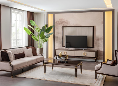 3+1 Sitzer, Couchtisch & TV-Board – komplettes Wohnzimmer Set