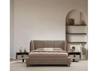 Elegantes Schlafzimmer-Set aus Holz in Beige mit modernem Design