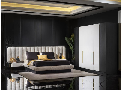 Elegantes schwarzes Schlafzimmer-Set aus Holz mit modernem Design