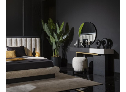 Schminktisch mit Spiegel aus Holz in Schwarz elegant und klassisch