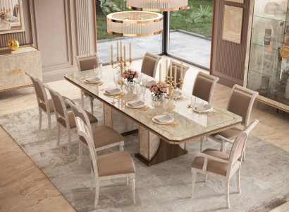 11-teiliges Esszimmer Set – Harmonische Kombination aus Esstisch und 10 Stühlen