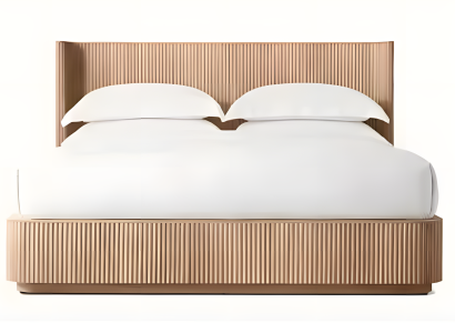 Doppelbett 180x200cm Holz Betten gerippter Kopfteil Luxus Schlafzimmer