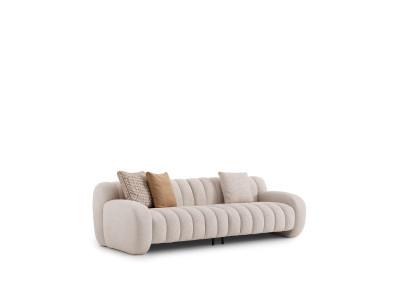 Modern beige Textil 3-Sitzer-Sofa aus Holz