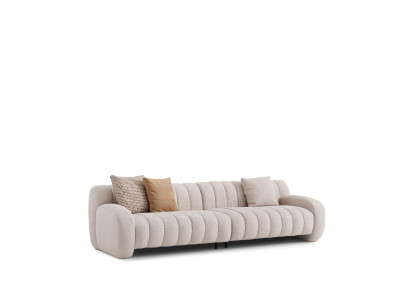 Beige Textil-Holz 4-Sitzer-Sofa modernes elegantes Design