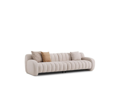 Beige Textil-Holz 4-Sitzer-Sofa modernes elegantes Design