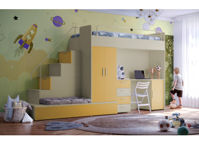 Hochbett mit Stauraum – Funktional für kleines Zimmer und viel Platzbedarf.