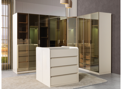Begehbarer Kleiderschrank Eckschrank Module mit Insel modern Schlafzimmer