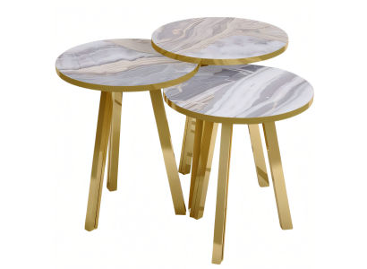 Elegantes graues Couchtisch-Set aus Holz und Metall