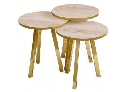 Elegantes braunes Couchtisch-Set aus Holz und Metall