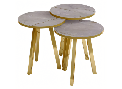 Elegantes graues Couchtisch-Set aus Holz und Metall