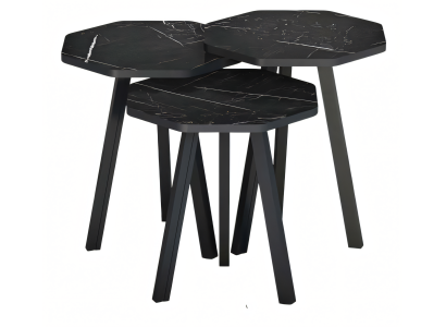 Elegantes schwarzes Holz Couchtisch-Set modern und robust