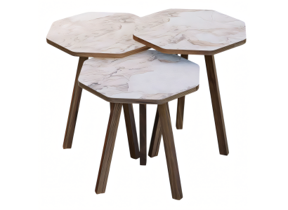 Elegantes graues Couchtisch-Set aus Holz im modernen Design