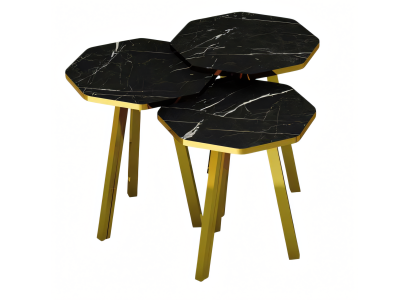 Elegantes schwarzes Couchtisch-Set aus Holz und Metall