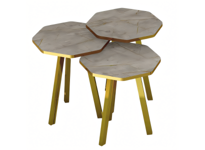 Elegantes graues Couchtisch-Set aus Holz und Metall