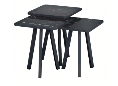 Schwarzes Holz Couchtisch-Set Modern Elegant Wohnzimmermöbel