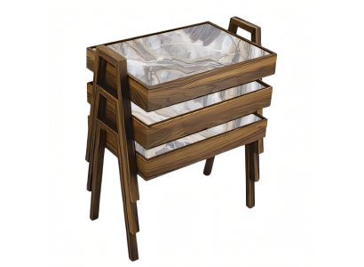 Elegantes graues Couchtisch-Set aus Holz im modernen Design