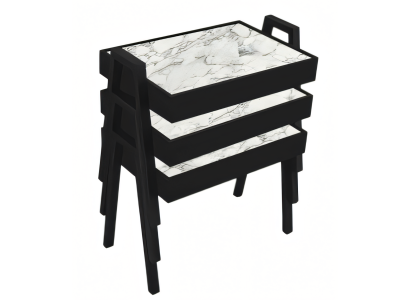 Elegantes schwarzes Holz Couchtisch-Set im modernen Stil