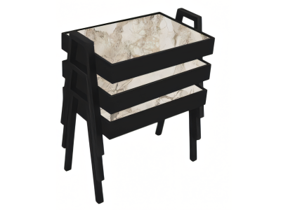 Schwarzes Holz Couchtisch-Set Modern Elegantes Wohnzimmermöbel