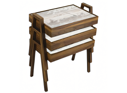 Elegantes graues Couchtisch-Set aus Holz im modernen Stil