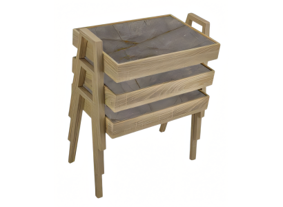 Elegantes graues Couchtisch-Set aus Holz im modernen Stil