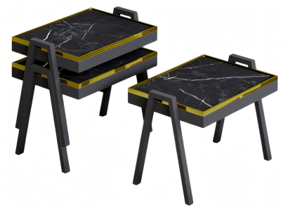 Schwarzes Holz Couchtisch-Set modern und stilvoll