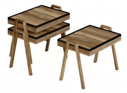Eleganter brauner Holz-Couchtisch-Set im modernen Design