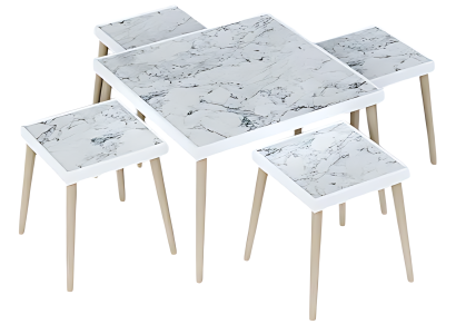 Elegantes weißes Wohnzimmer-Set aus Holz im modernen Stil